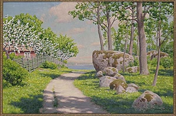 Sommardag Oil Painting by Johan Fredrik Krouthen