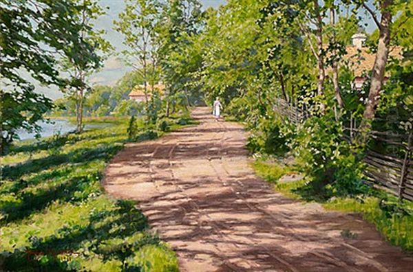 Sommarpromenad Oil Painting by Johan Fredrik Krouthen