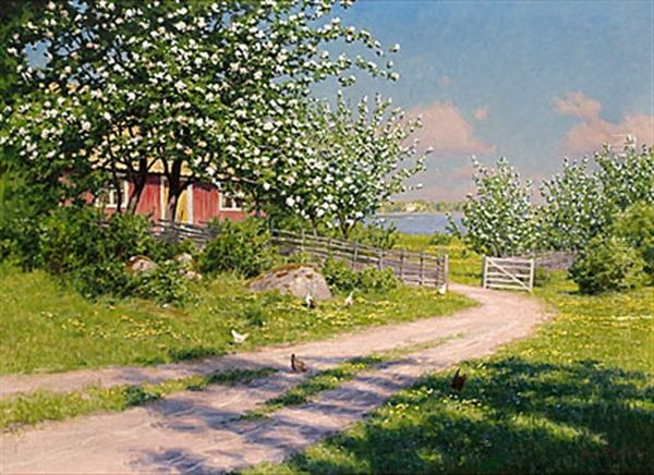 Sommardag Oil Painting by Johan Fredrik Krouthen