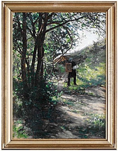 Friluftsmalaren Oil Painting by Johan Fredrik Krouthen