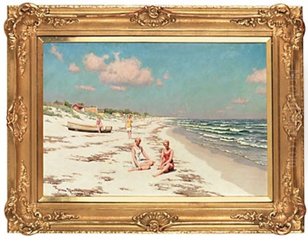 Strandmotiv Fran Falsterbo Oil Painting by Johan Fredrik Krouthen