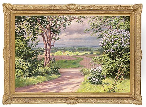 Solbelyst Sommarvag Oil Painting by Johan Fredrik Krouthen