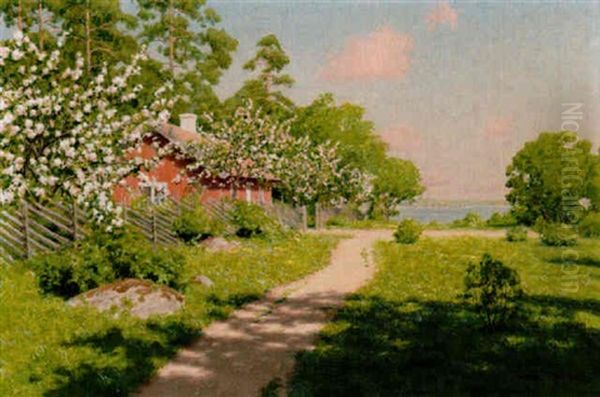 Sommarlandskap Oil Painting by Johan Fredrik Krouthen