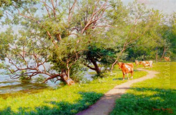 Kor Pa Sommarstig Oil Painting by Johan Fredrik Krouthen