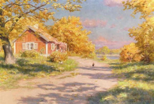 Sommarlandskap Oil Painting by Johan Fredrik Krouthen