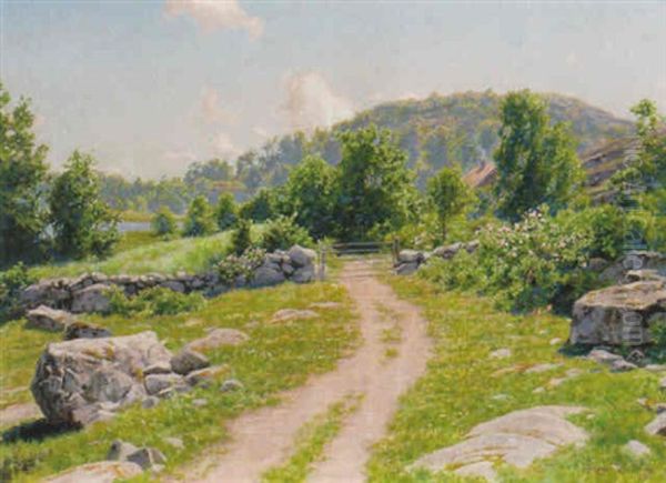 Sommarlandskap Oil Painting by Johan Fredrik Krouthen