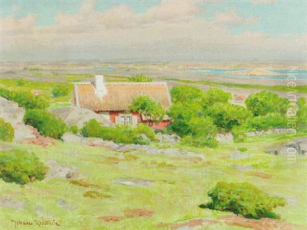 Gronskande Landskap Oil Painting by Johan Fredrik Krouthen