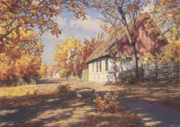 Gardeksterior, Efterar Oil Painting by Johan Fredrik Krouthen