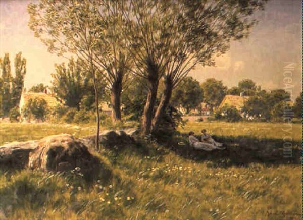 Vila I Grongraset Oil Painting by Johan Fredrik Krouthen