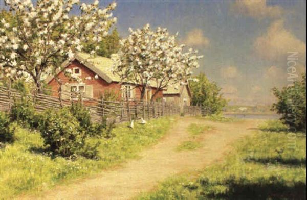 Svensk Sommaridyll Oil Painting by Johan Fredrik Krouthen