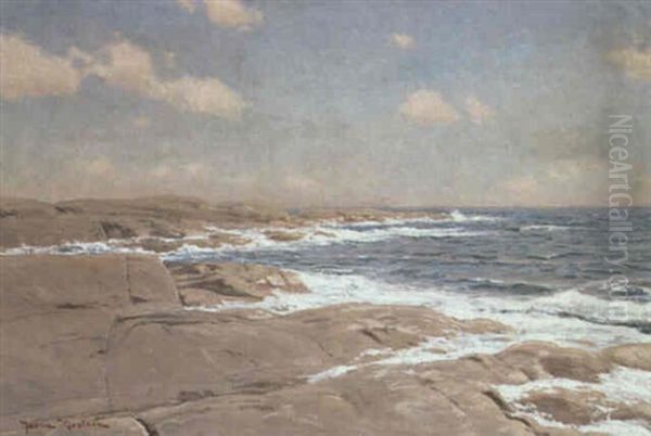 Br,nningar Vid Klippkust Oil Painting by Johan Fredrik Krouthen