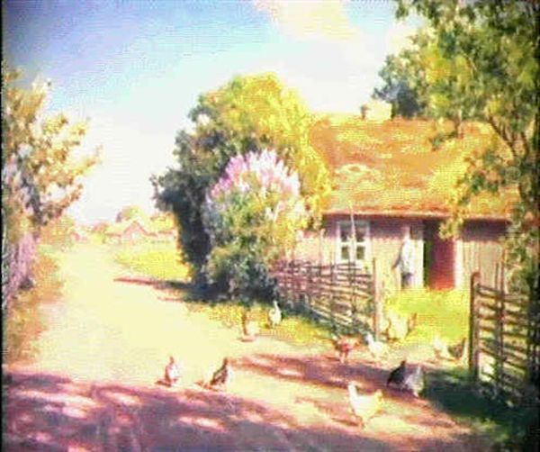 Sommardag Vid Torpet Oil Painting by Johan Fredrik Krouthen