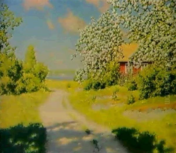 Blommande Frukttrad Oil Painting by Johan Fredrik Krouthen