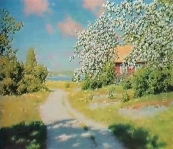 Korsbarsblom Oil Painting by Johan Fredrik Krouthen