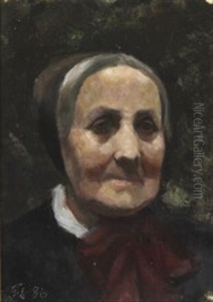 An Old Woman With A Bonnet Oil Painting by Marie Kroyer