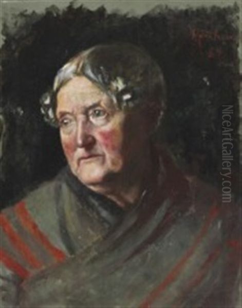 Portrait Of Mutti Knudsen Oil Painting by Marie Kroyer