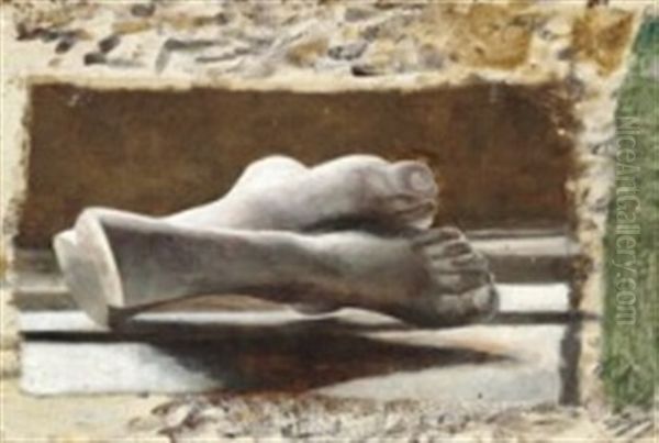 Study Of A Pair Of Crossed Feet Oil Painting by Marie Kroyer