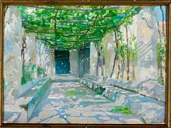 Sunny Pergola From Ravello Oil Painting by Marie Kroyer