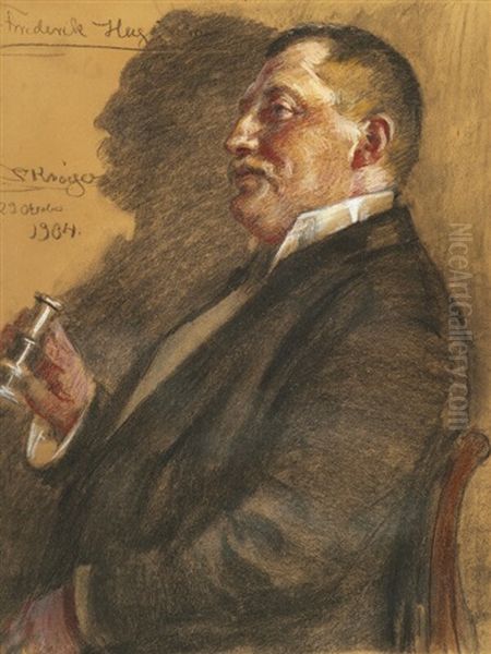 Portrait Of The Swedish Businessman And Landlord Frederik (fredrik) Hagstrom (1863-1935) Oil Painting by Peder Severin Kroyer