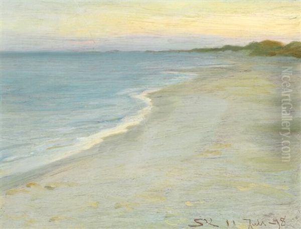 Twilight At Skagen Beach Oil Painting by Peder Severin Kroyer