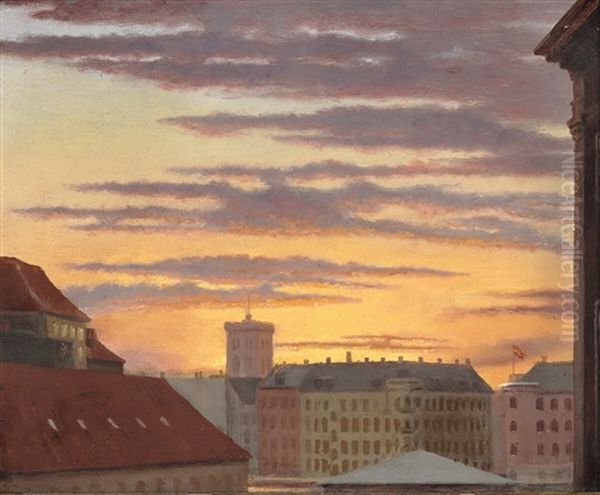 View Over Roofs Towards Havnegade On Christianshavn, Copenhagen Oil Painting by Peder Severin Kroyer