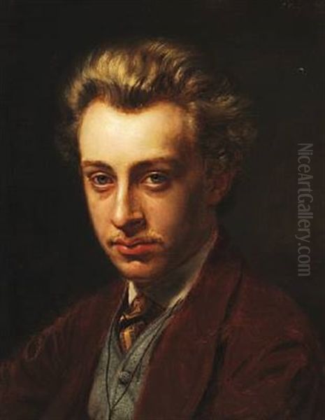 Frans Schwartz, F.1850. Maler. Brystbillede Oil Painting by Peder Severin Kroyer