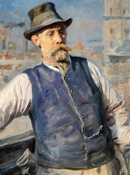 A Portrait Of The Chairman Of Bricklayers Heinrich Krone Oil Painting by Peder Severin Kroyer