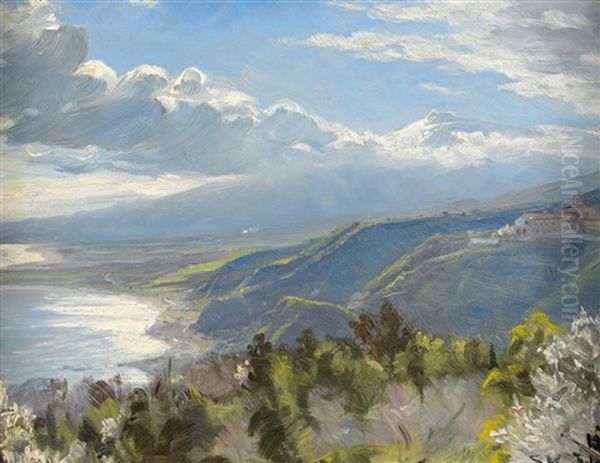 Kustvy Taormina, Sicilien Oil Painting by Peder Severin Kroyer