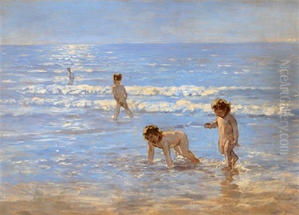 Badende Kinder Oil Painting by Peder Severin Kroyer