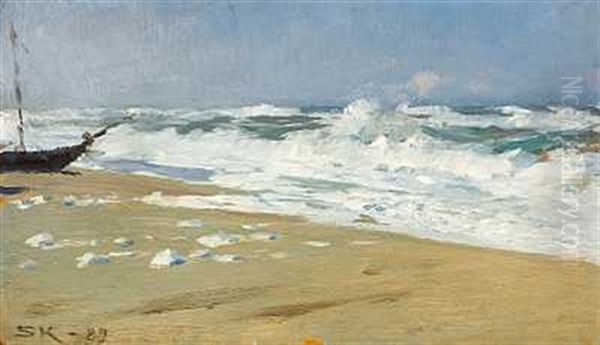 Strandstudie (fra Stenbjerg?) Oil Painting by Peder Severin Kroyer