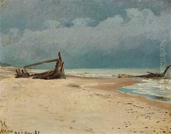 Stranden Ved Hojen Oil Painting by Peder Severin Kroyer