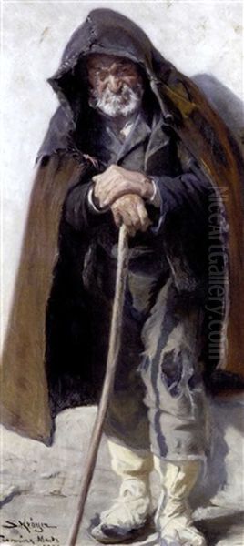 A Sicilian Beggar Oil Painting by Peder Severin Kroyer