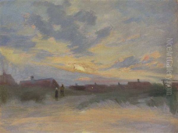 Luftstudie. Solnedgang Over Skagens By Oil Painting by Peder Severin Kroyer