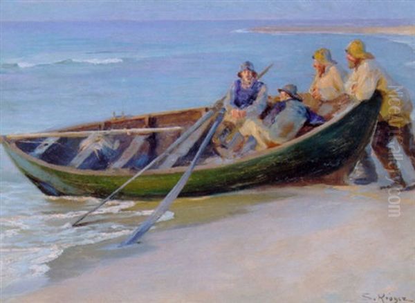 Skagen Nordstrand Oil Painting by Peder Severin Kroyer