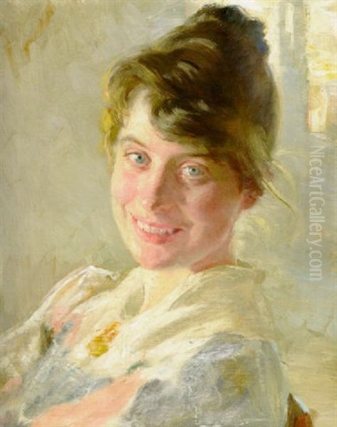 Marie Kroyer Smilende Og Nyforelsket Oil Painting by Peder Severin Kroyer