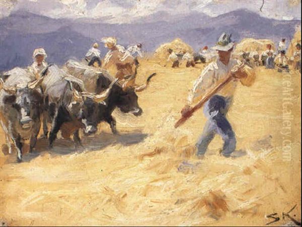 Taerskepladsen I Civita D'antino Oil Painting by Peder Severin Kroyer