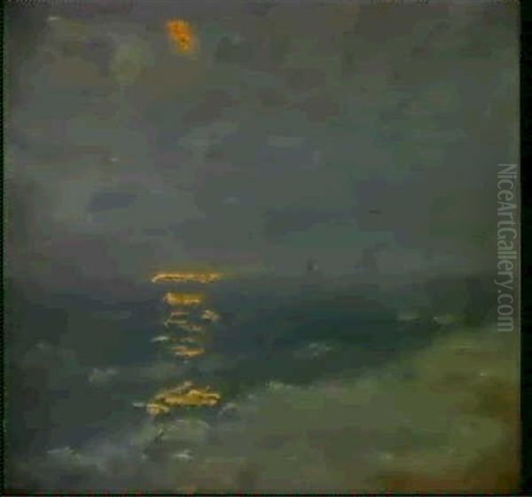 Udsigt Over Vandet. Skagen                                  Strand I Maneskin Oil Painting by Peder Severin Kroyer