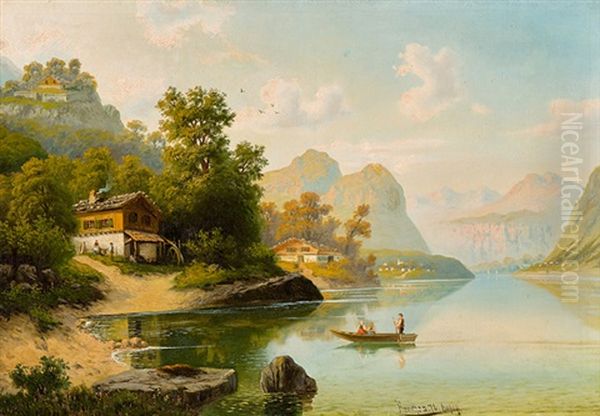 Schweizer Alpensee Oil Painting by Julius Kruchen