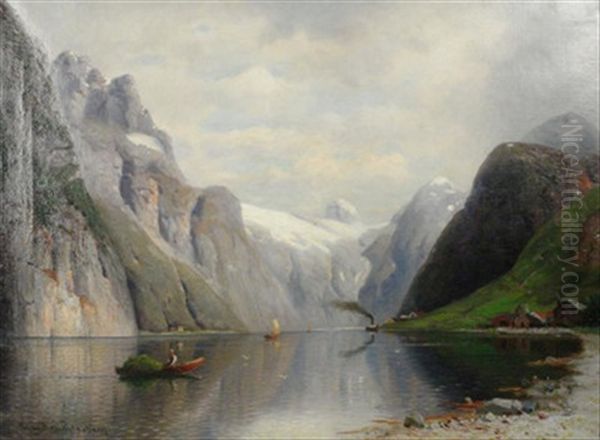 Sommer Im Norwegischen Fjord Oil Painting by Julius Kruchen