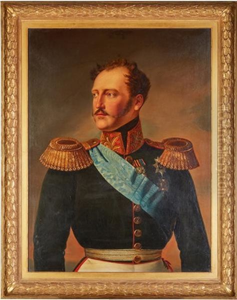 Portrait Of Nicholas I In A General Uniform Oil Painting by Franz Krueger