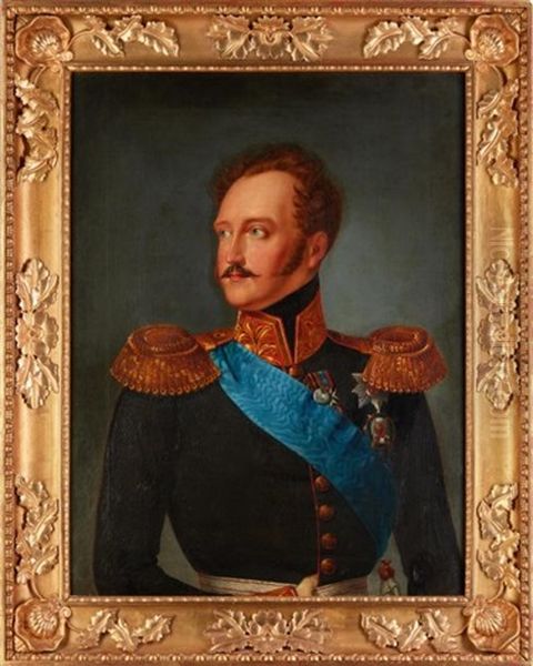 Portrait Of Nicholas I In General's Uniform Oil Painting by Franz Krueger