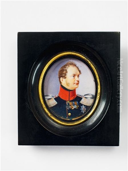 A German Portrait Miniature Of Frederick William Iv Of Prussia Oil Painting by Franz Krueger