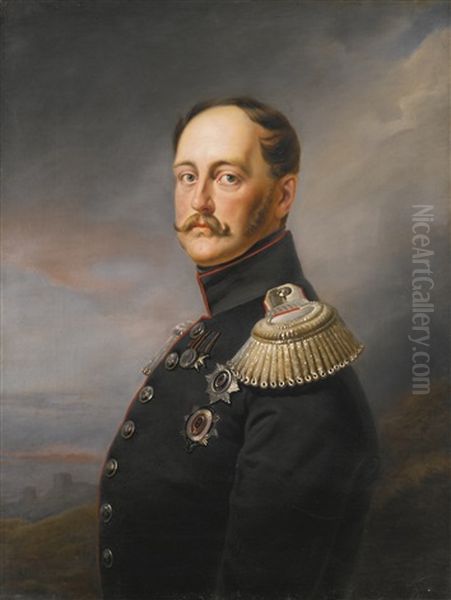 Portrait Of Nicholas I Oil Painting by Franz Krueger