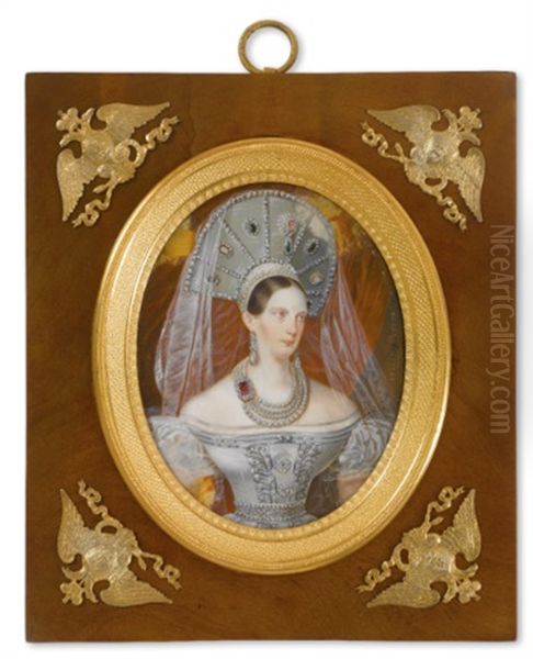 A Portrait Of Empress Alexandra Fedorovna by Franz Krueger