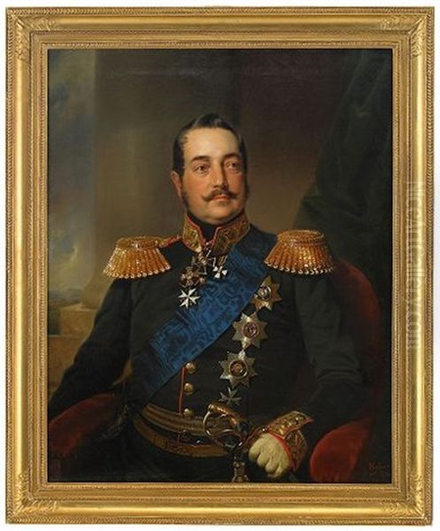 Portrait Of General Lieutenant Count G.g. Kusheliov Oil Painting by Franz Krueger