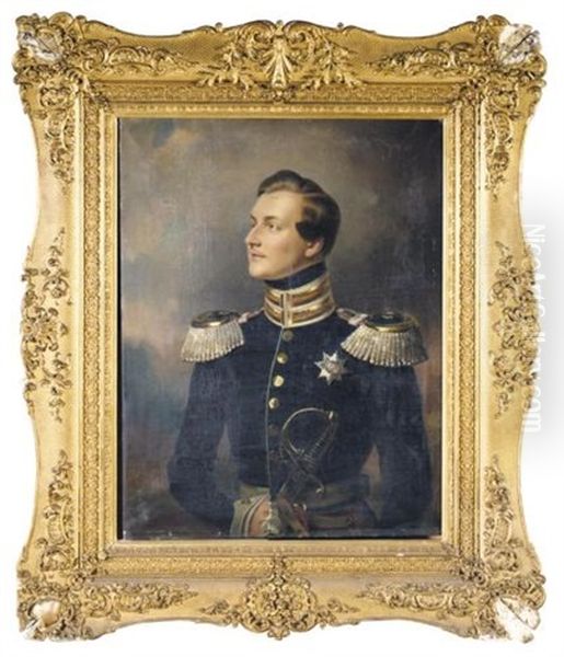 Portrait Of Georg V King Of Hanover (georg V., Konig Von Hannover) Oil Painting by Franz Krueger