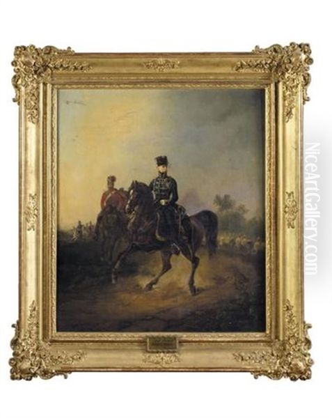 Ernest August, King Of Hanover On Horseback (ernst August I, Konig Von Hannover Zu Pferde) Oil Painting by Franz Krueger