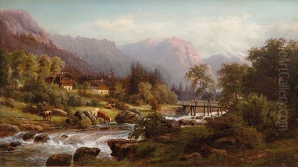 Zillertal Oil Painting by Franz August Otto Krueger