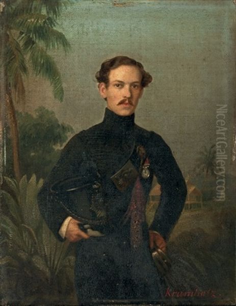 Portrait Of An Officer (+ 2 Others; 3 Works) Oil Painting by Ferdinand Krumholz