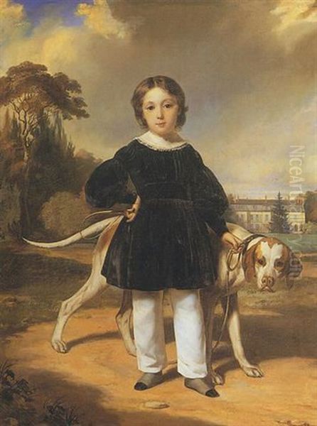 Portrait Du Fils Du Marquis De Seran Oil Painting by Ferdinand Krumholz